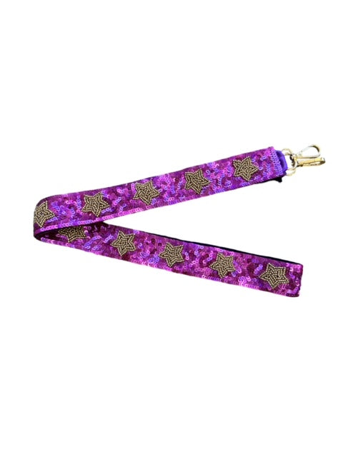 Sequin Strap - Purple with Gold Star