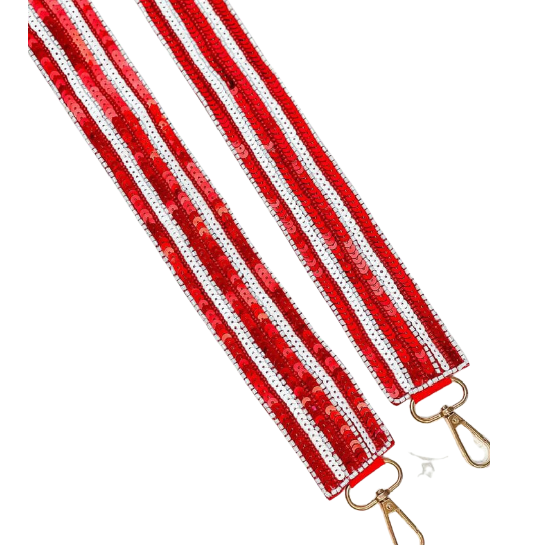 Sequin Strap - Red and White Stripe