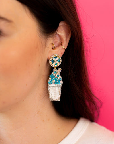 Snowball Earrings - Blue