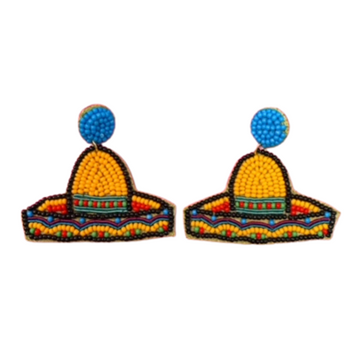 Fiesta Sombrero Earrings - Orange