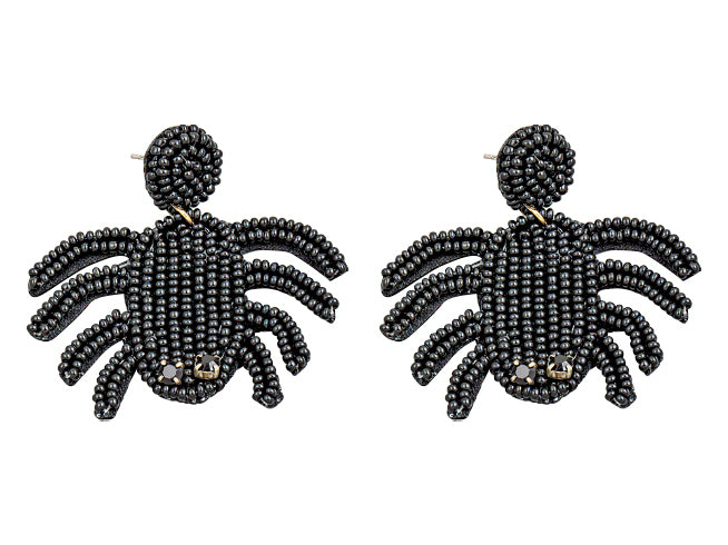 Seed Bead Spider Earrings