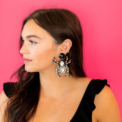 Rhinestone Spider Earrings
