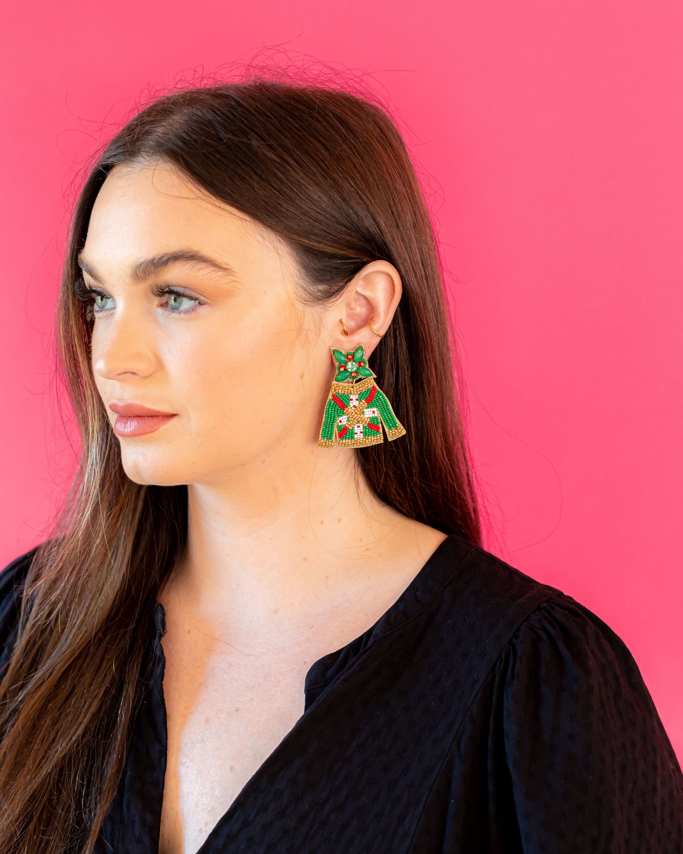 Christmas Ugly Sweater Earrings- Green