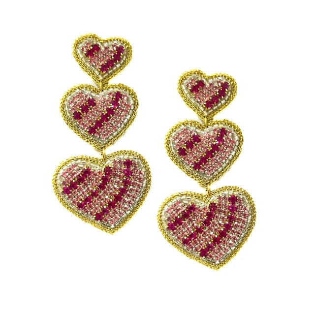 Triple Heart Dangle Earrings