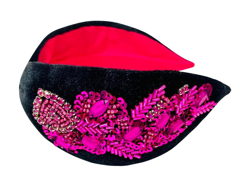 Headband - Black and Pink Velvet