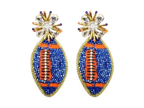 Football Burst Earrings - Blue and Orange