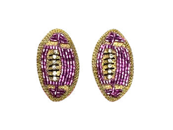 Football Stud Earrings - Purple and Gold