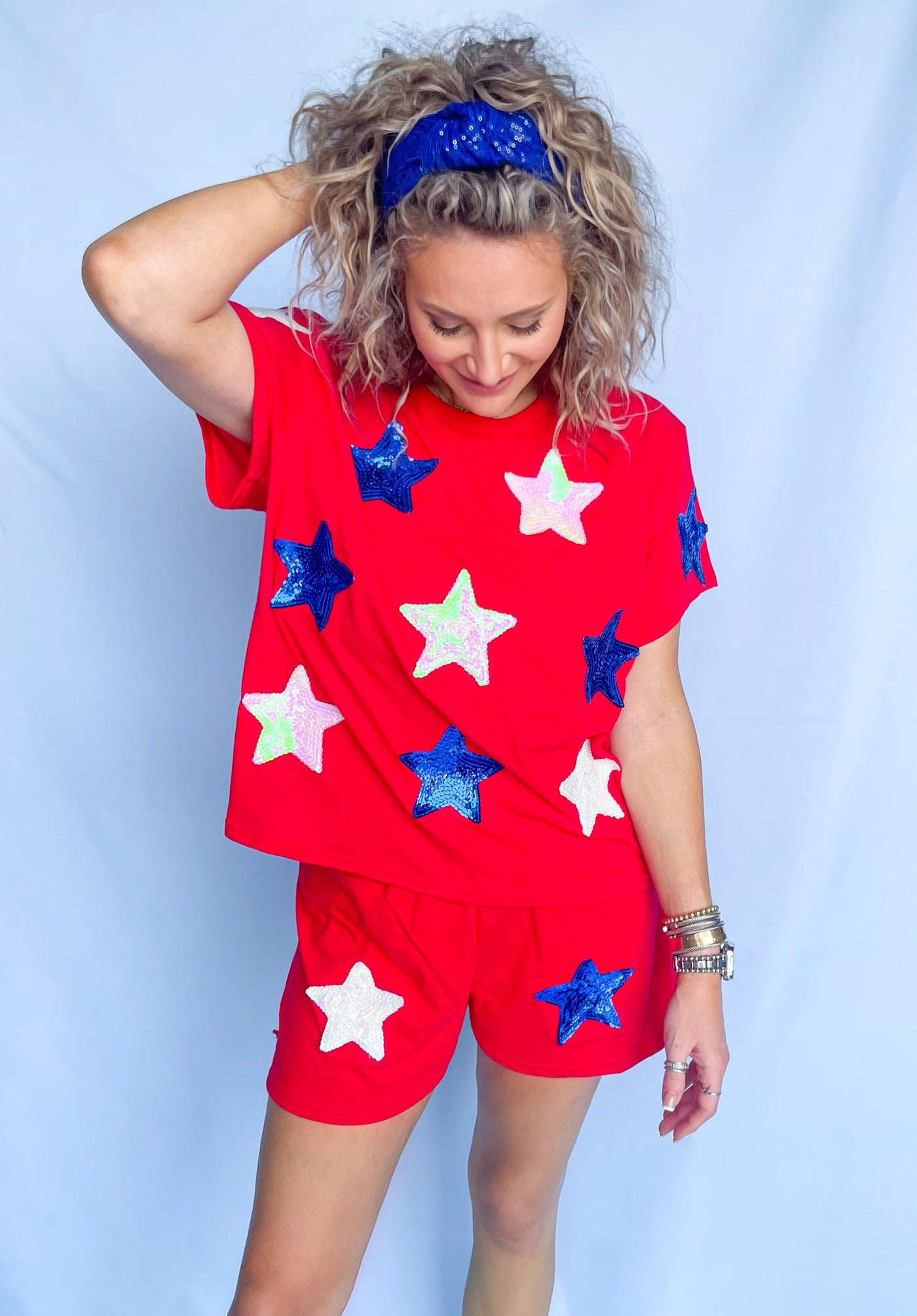 Red Sequin Star Shorts