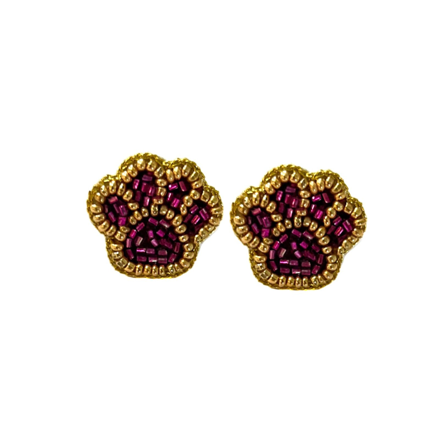 Tiger Paw Earrings - Purple and Gold
