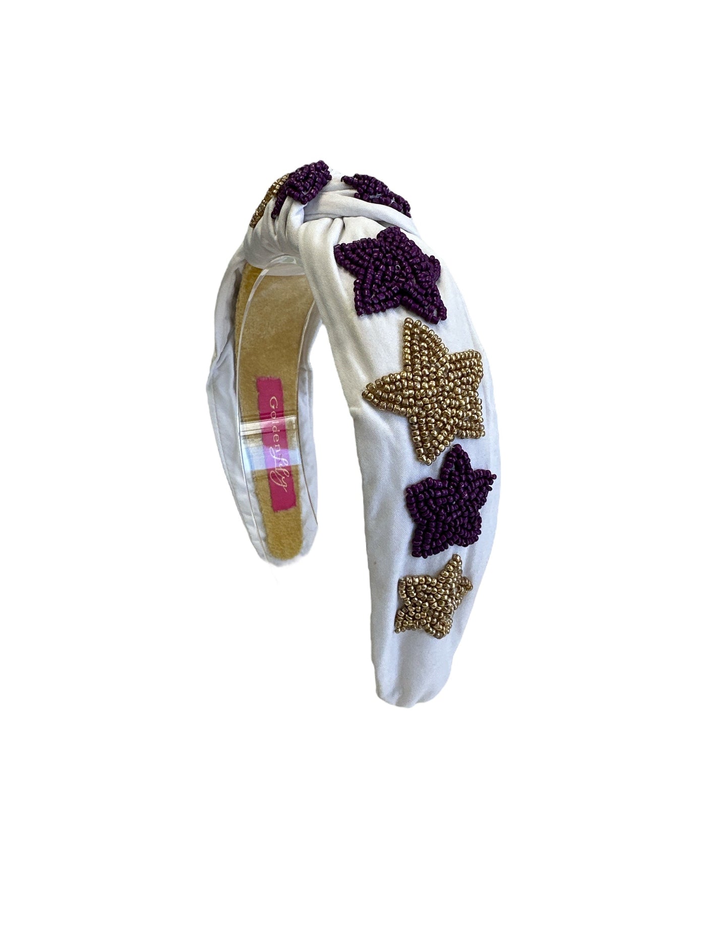 White with Purple and Gold Star Headband